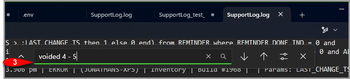 Search the Support Log