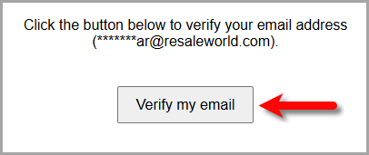 The verification page. Click Verify my email to finish.